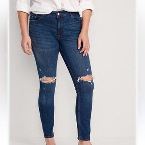 Refuge Women's Blue Dark Wash Denim Distressed Ripped Skinny Jeans Size 6